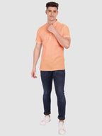 BLUE ROBED men's Half Sleeve Casual Cotton Kurta Daily Wear in Orange view 46