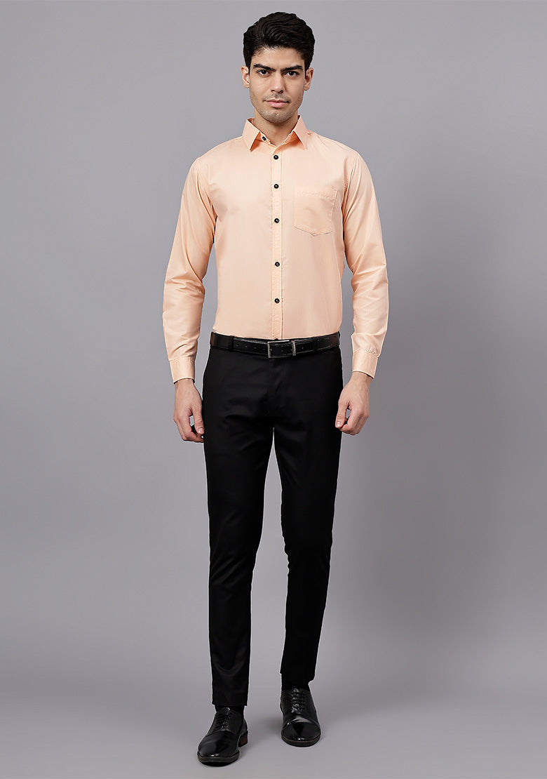 Men's Cotton Blend Slim Fit Formal Shirt in Beige by BLUE ROBED, fabric detail