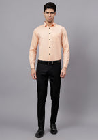 Men's Cotton Blend Slim Fit Formal Shirt in Beige by BLUE ROBED, fabric detail