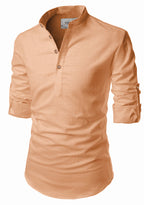 BLUE ROBED men's Casual Slim Fit Full Sleeve Kurta in Orange view 52