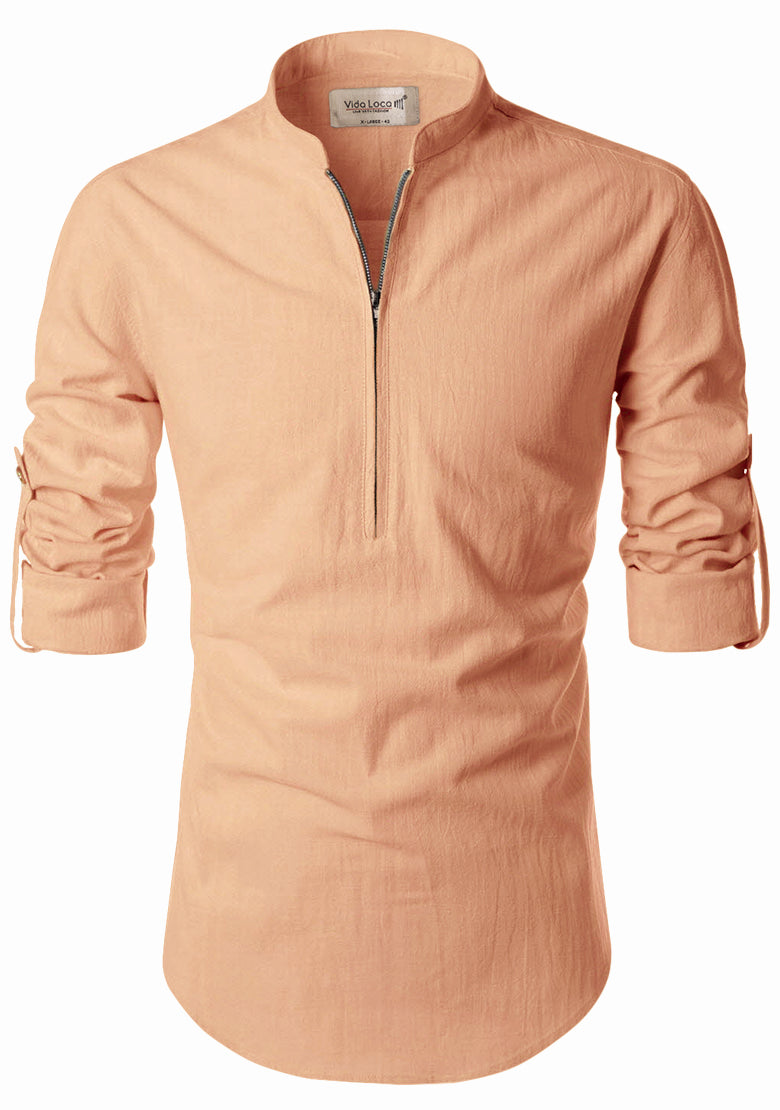 BLUE ROBED men's Casual ZIP Style Full Sleeve Kurta in Orange view 41