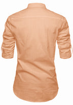 BLUE ROBED men's Casual Slim Fit Full Sleeve Kurta in Orange view 53