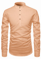 BLUE ROBED men's Casual Slim Fit Full Sleeve Kurta in Orange view 54