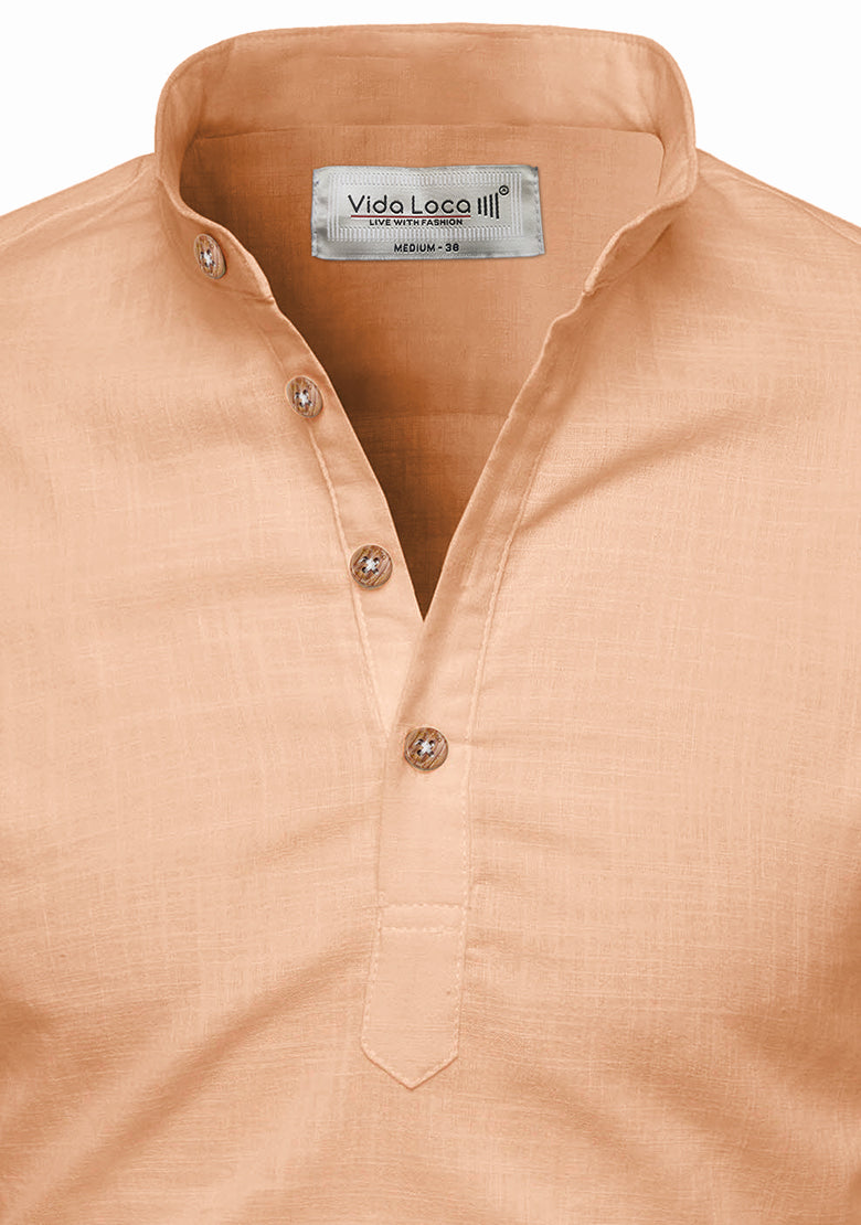 BLUE ROBED men's Casual Slim Fit Full Sleeve Kurta in Orange view 55
