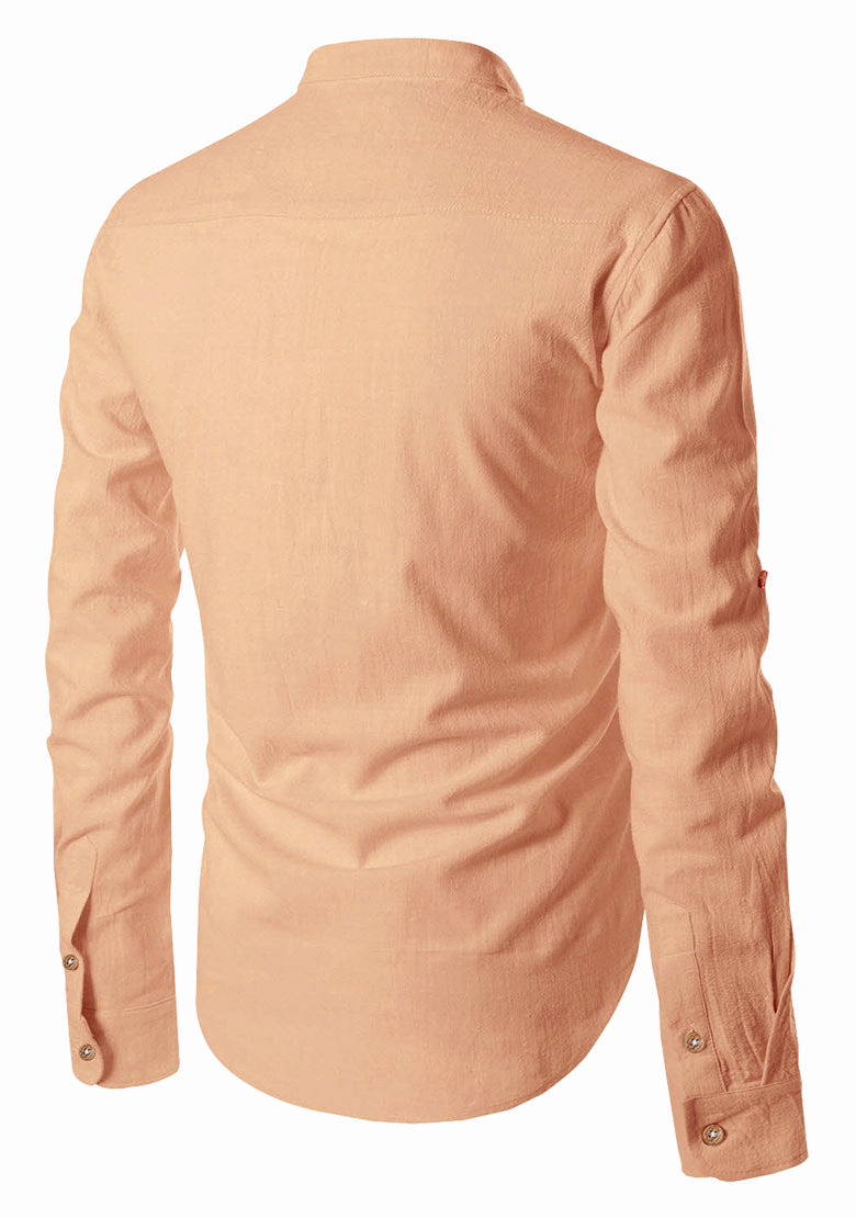 BLUE ROBED men's Casual ZIP Style Full Sleeve Kurta in Orange view 44