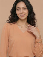 Women’s Crepe Formal Top | Elegant V-Neck Office Wear Blouse