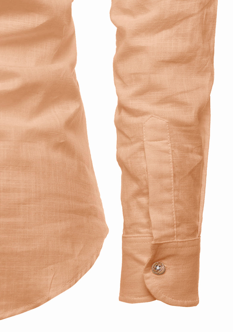BLUE ROBED men's Casual Slim Fit Full Sleeve Kurta in Orange view 57