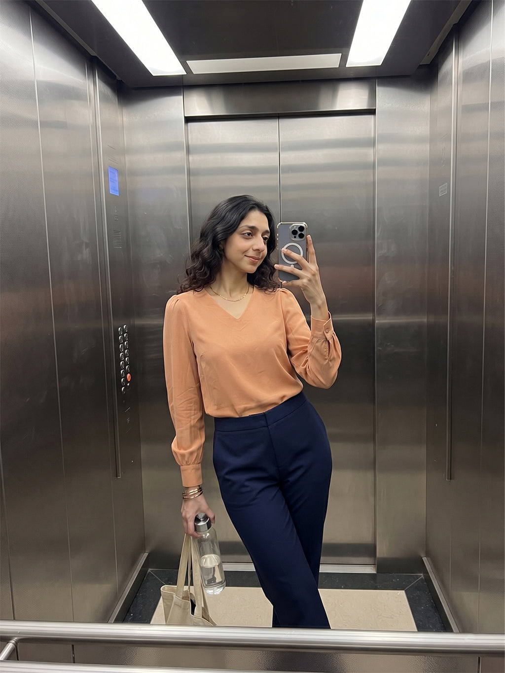 Women’s Crepe Formal Top | Elegant V-Neck Office Wear Blouse