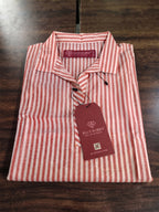 Women’s Pure Cotton Pink & White Striped Shirt Top | 3/4 Sleeve Casual Collared Tunic