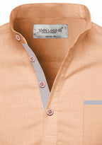 BLUE ROBED men's Casual Slim Fit Full Sleeve Pocket Contrast Kurta in Orange Light view 39