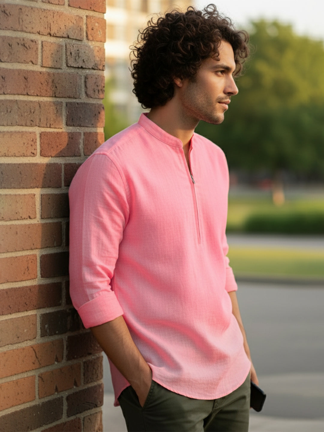 BLUE ROBED Full Sleeve Kurta for men Daily Wear in Peach view 51