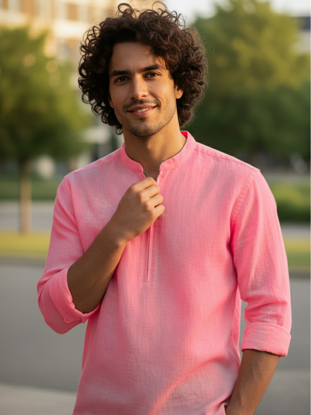 BLUE ROBED Full Sleeve Kurta for men Daily Wear in Peach view 52