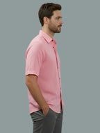 Half Sleeve Spread Collar Cotton Slim Shirt for Men and Boys in Shirt For Men And Yellow by BLUE ROBED, front view