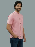 Half Sleeve Chinese Collar Cotton Slim Shirt for Men and Boys in Shirt For Men And White by BLUE ROBED, fabric detail
