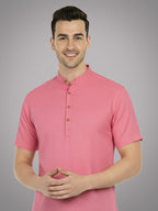 BLUE ROBED Half Sleeve Kurta for men in Peach view 38