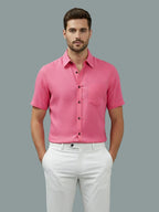 Half Sleeve Spread Collar Cotton Slim Shirt for Men and Boys in Shirt For Men And Yellow by BLUE ROBED, fit view
