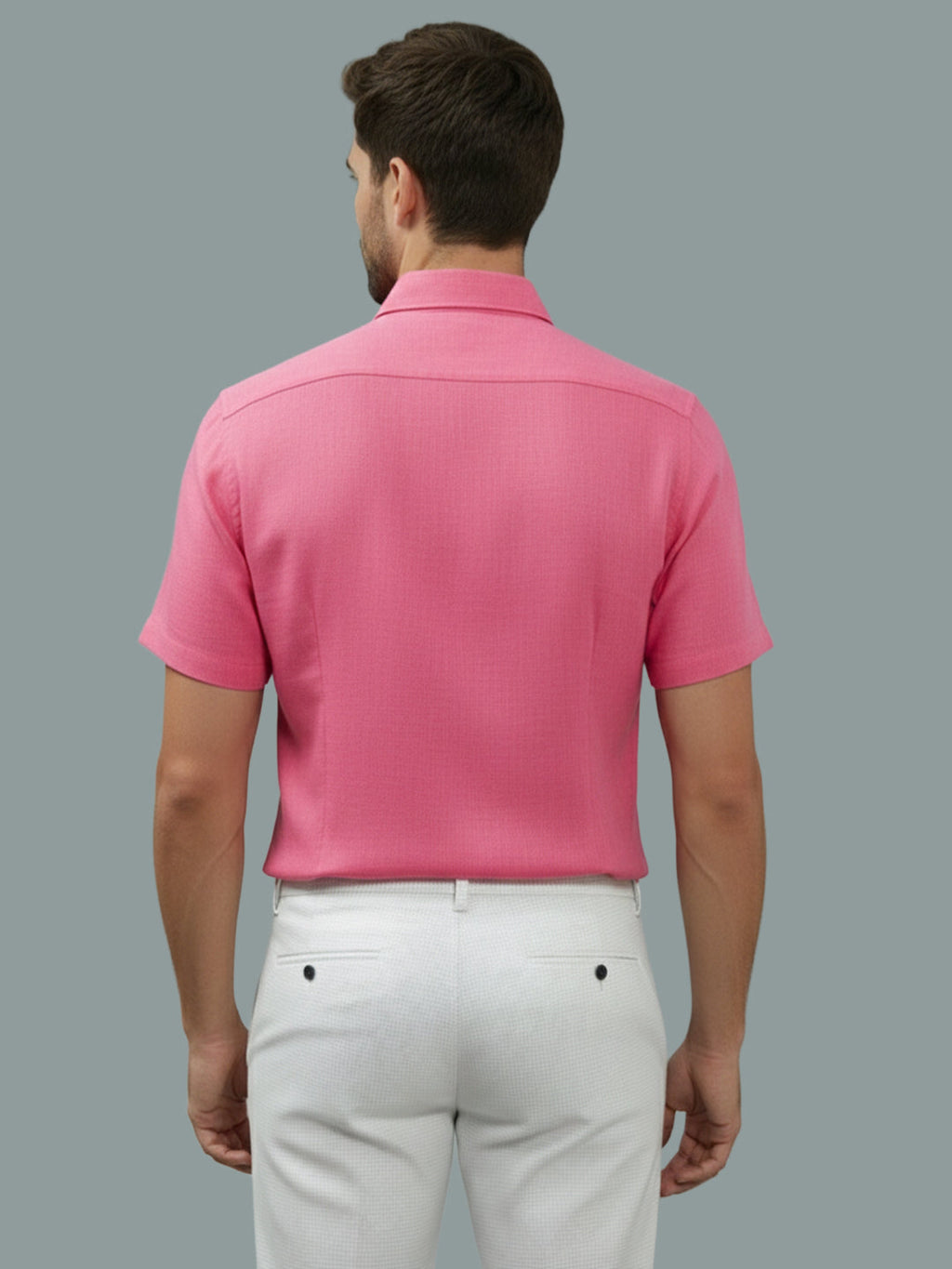 Half Sleeve Spread Collar Cotton Slim Shirt for Men and Boys in Shirt For Men And Yellow by BLUE ROBED, back view