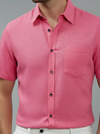 Half Sleeve Spread Collar Cotton Slim Shirt for Men and Boys in Shirt For Men And Yellow by BLUE ROBED, style view