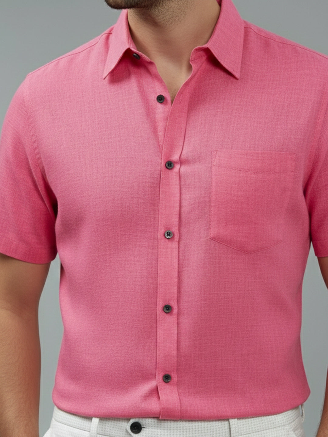 Half Sleeve Spread Collar Cotton Slim Shirt for Men and Boys in Shirt For Men And Yellow by BLUE ROBED, style view