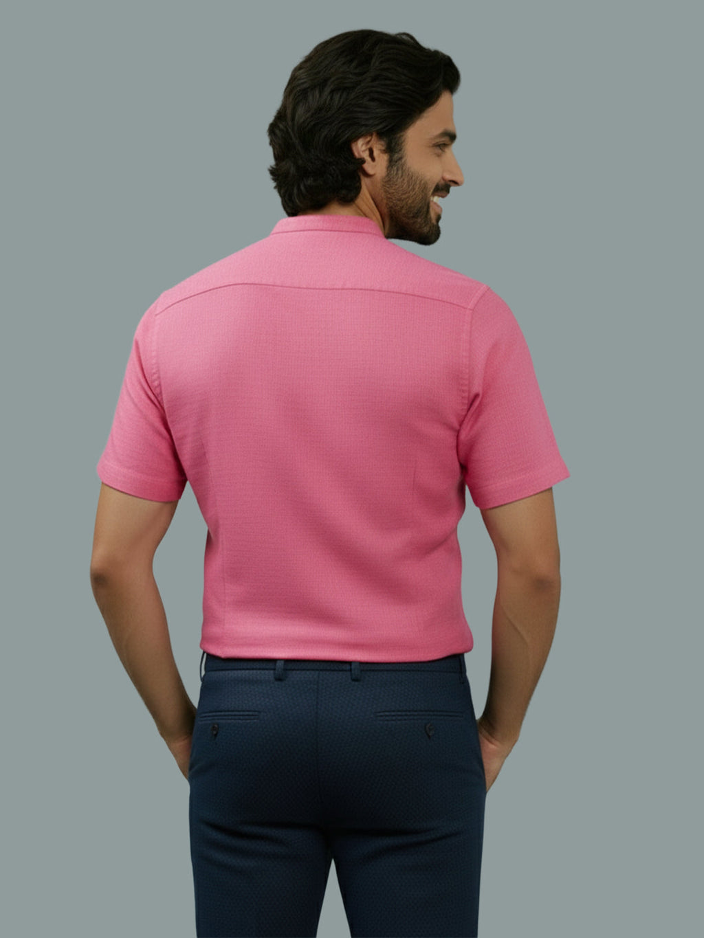Half Sleeve Chinese Collar Cotton Slim Shirt for Men and Boys in Shirt For Men And White by BLUE ROBED, side view