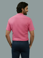 Half Sleeve Chinese Collar Cotton Slim Shirt for Men and Boys in Shirt For Men And White by BLUE ROBED, side view