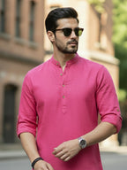 BLUE ROBED Full Sleeve Kurta for men Office Wear in Pink view 57
