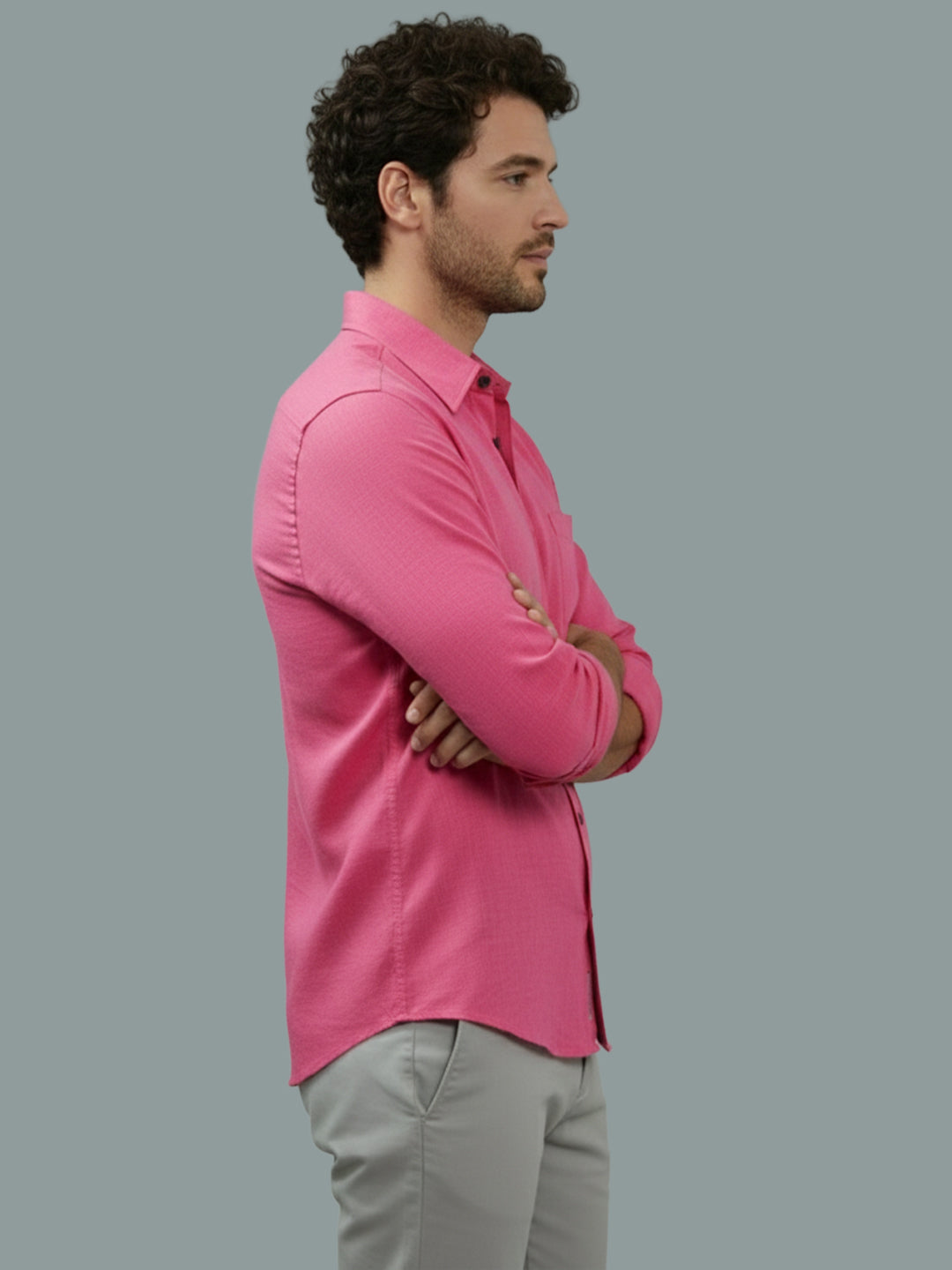 Full Sleeve Spread Collar Cotton Slim Shirt for Men and Boys in Shirt For Men And Green by BLUE ROBED, style view