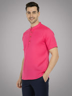 BLUE ROBED Half Sleeve Kurta for men in Pink view 40