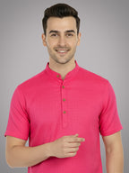 BLUE ROBED Half Sleeve Kurta for men in Pink view 41