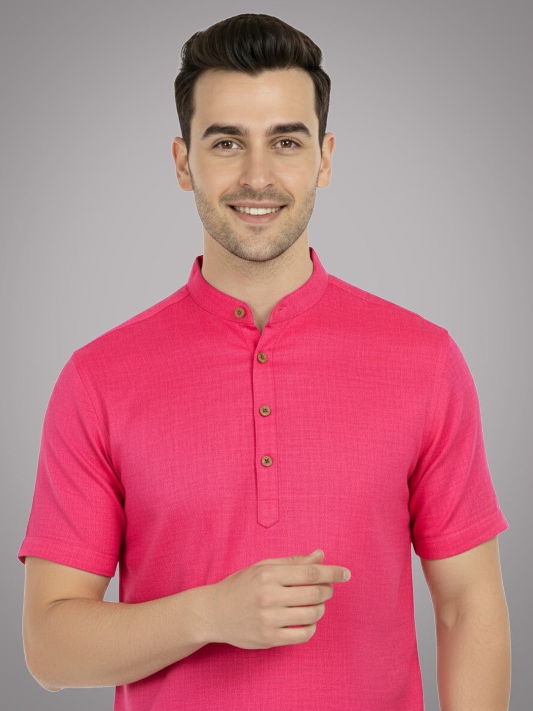 BLUE ROBED Half Sleeve Kurta for men in Pink view 41
