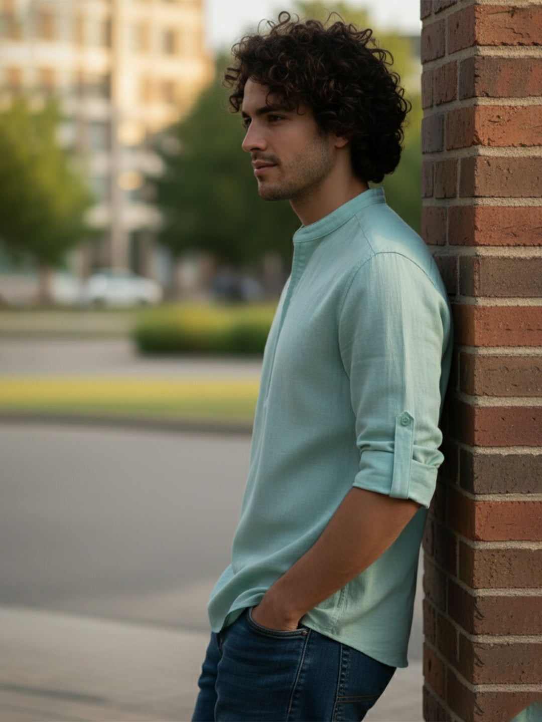 BLUE ROBED Full Sleeve Kurta for men Daily Wear in Pista view 87
