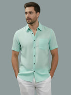 Half Sleeve Spread Collar Cotton Slim Shirt for Men and Boys in Shirt For Men And Yellow by BLUE ROBED, style view