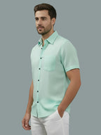 Half Sleeve Spread Collar Cotton Slim Shirt for Men and Boys in Shirt For Men And Yellow by BLUE ROBED, front view
