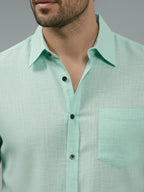 Half Sleeve Spread Collar Cotton Slim Shirt for Men and Boys in Shirt For Men And Yellow by BLUE ROBED, side view