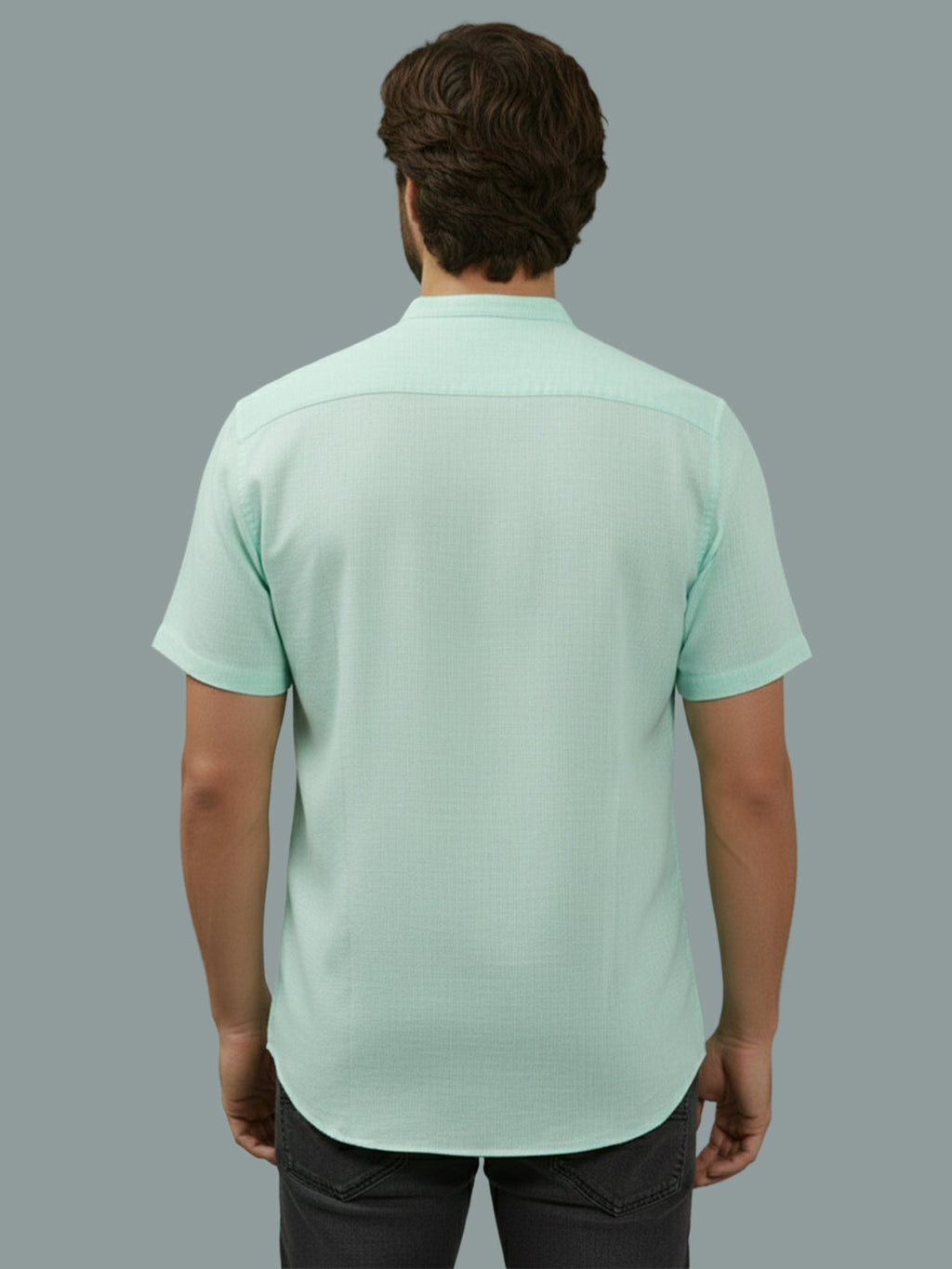 Half Sleeve Chinese Collar Cotton Slim Shirt for Men and Boys in Shirt For Men And White by BLUE ROBED, fit view