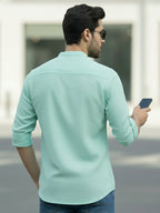 BLUE ROBED Full Sleeve Kurta for men Office Wear in Pista view 49
