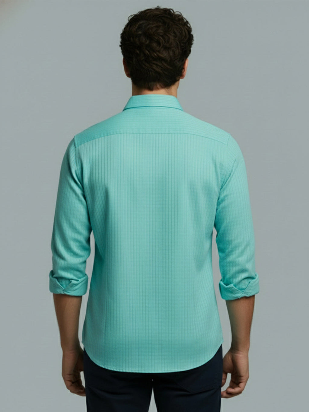 Men's Full Sleeve Spread Collar Premium Casual Shirt for Men Daily Wear in Black by BLUE ROBED, detail view