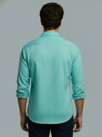 Men's Full Sleeve Spread Collar Premium Casual Shirt for Men Daily Wear in Black by BLUE ROBED, detail view