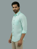 Full Sleeve Spread Collar Cotton Slim Shirt for Men and Boys in Shirt For Men And Green by BLUE ROBED, side view