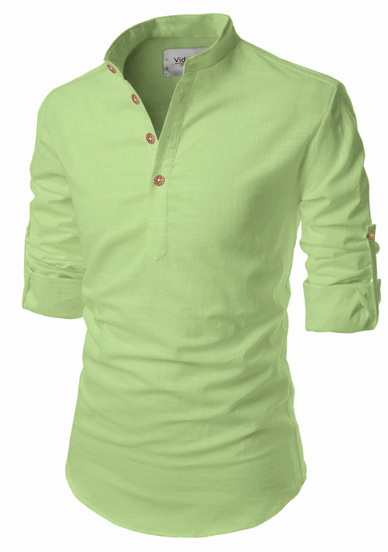 BLUE ROBED men's Casual Slim Fit Full Sleeve Kurta in Parrot view 87