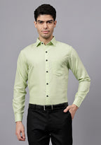 Men's Cotton Blend Slim Fit Formal Shirt in Beige by BLUE ROBED, front view