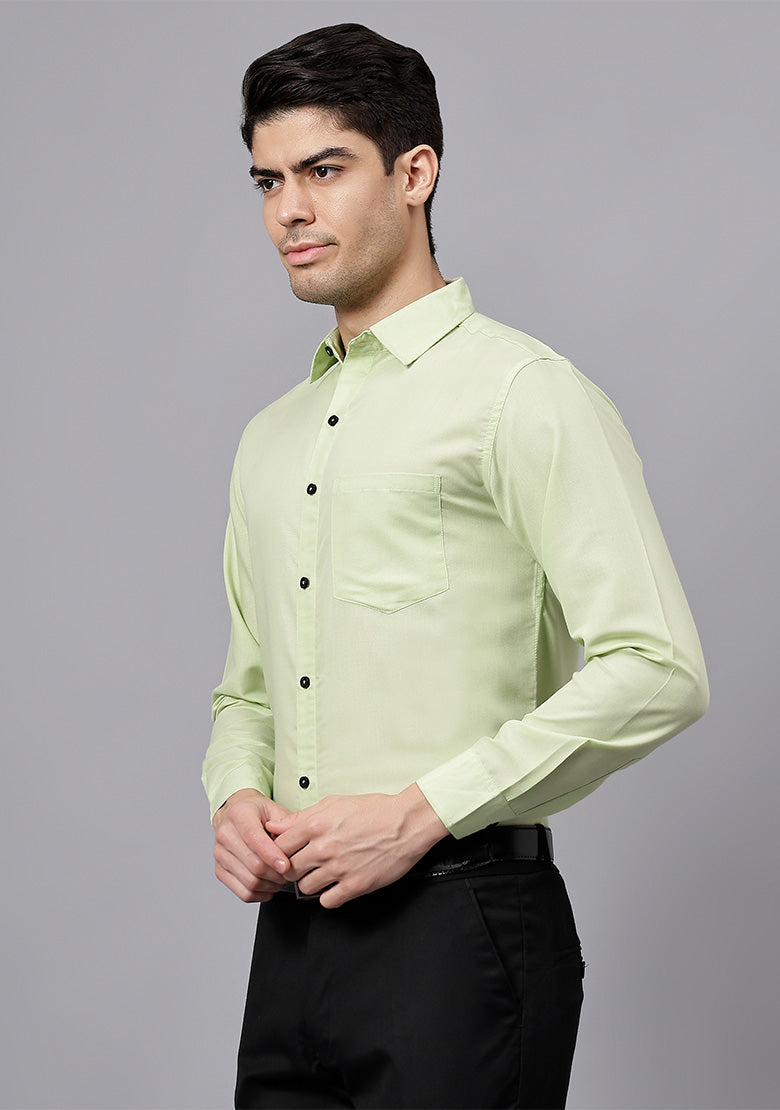 Men's Cotton Blend Slim Fit Formal Shirt in Beige by BLUE ROBED, side view