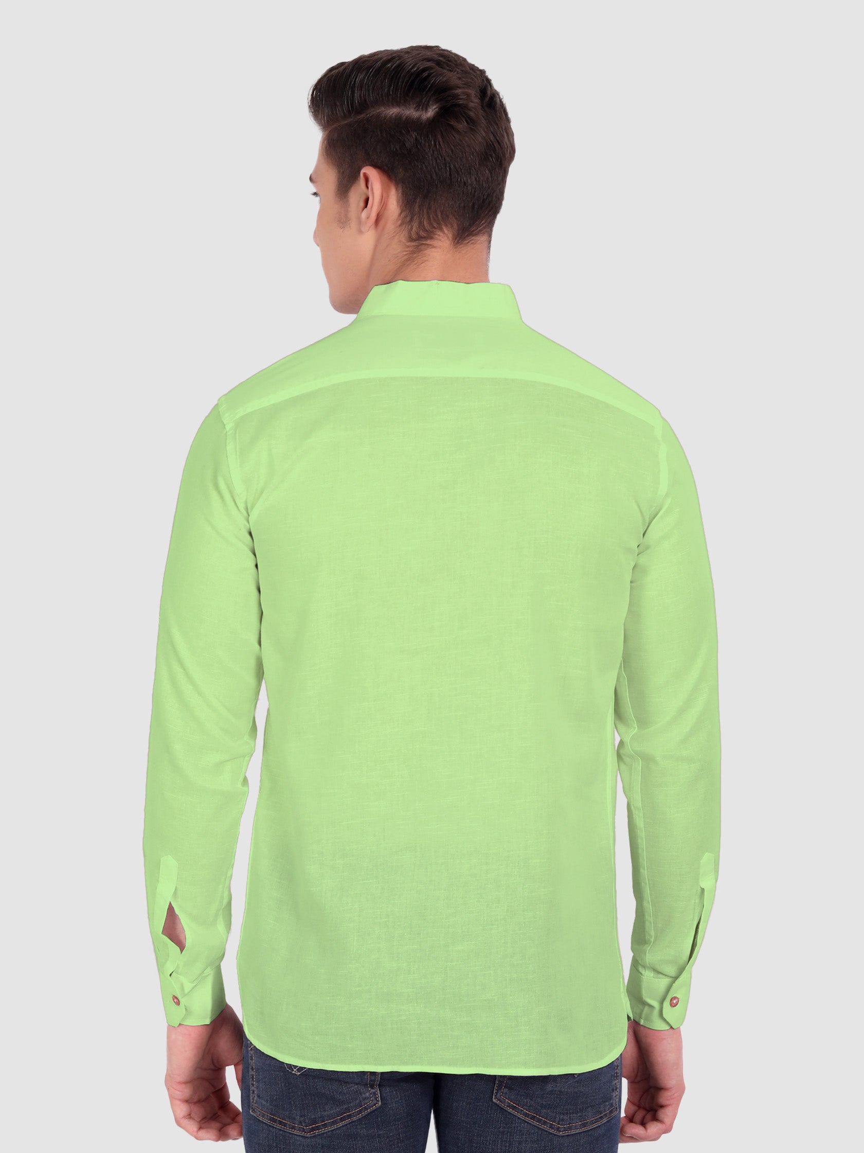 BLUE ROBED men's Casual Slim Fit Full Sleeve Cotton Kurta in Parrot view 75