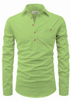 BLUE ROBED men's Full Sleeve Casual Cotton Kurta in Parrot view 99