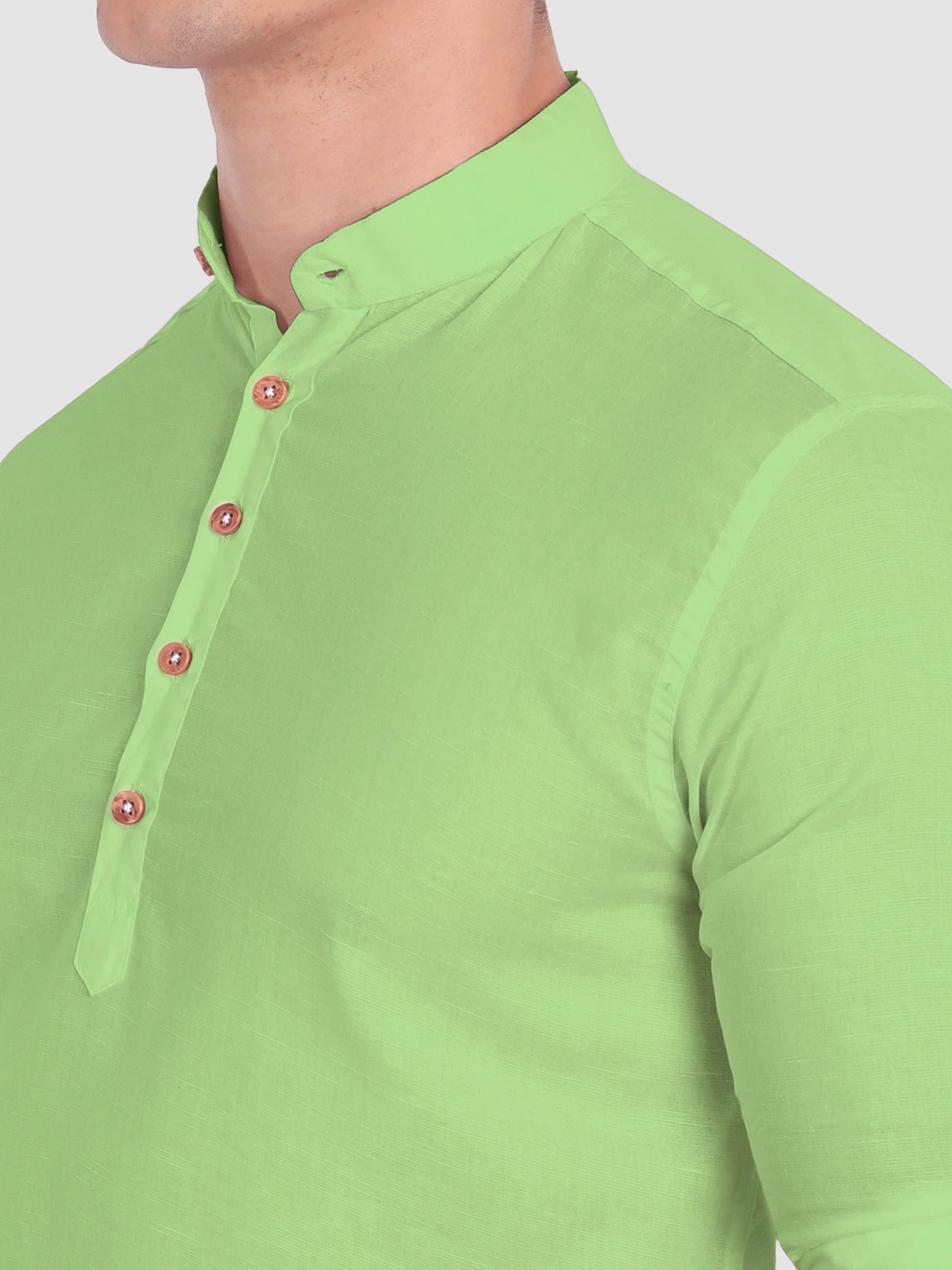 BLUE ROBED men's Casual Slim Fit Full Sleeve Cotton Kurta in Parrot view 76