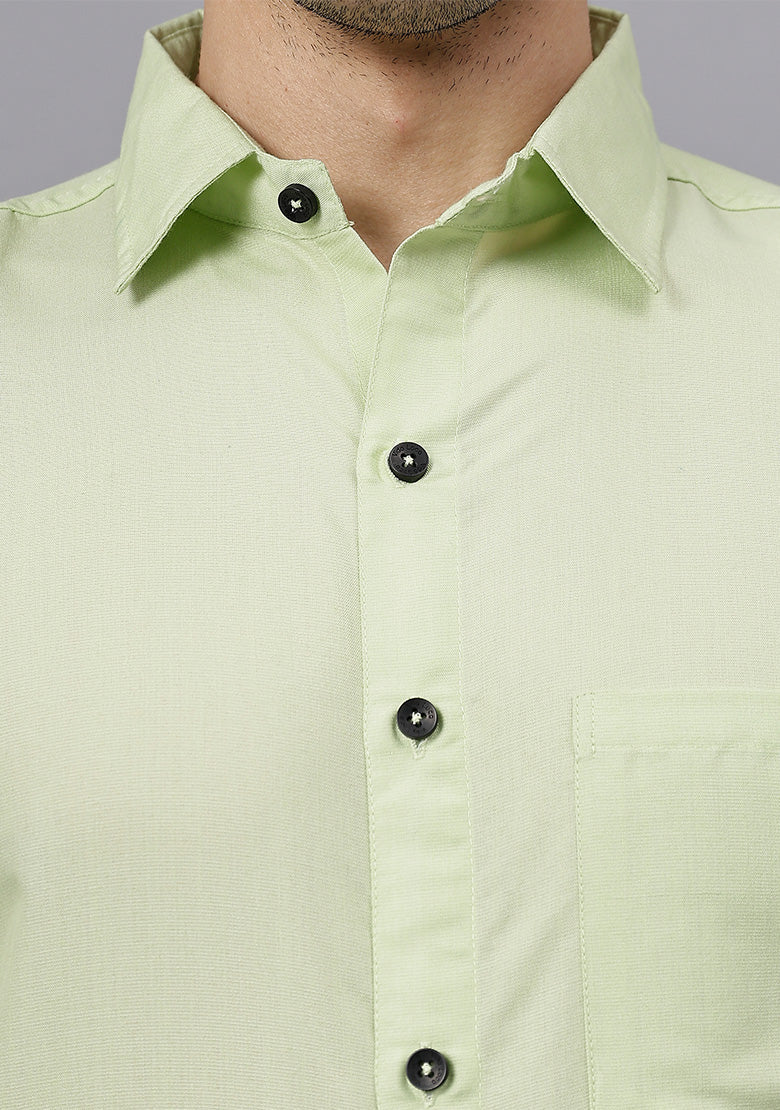 Men's Cotton Blend Slim Fit Formal Shirt in Beige by BLUE ROBED, detail view