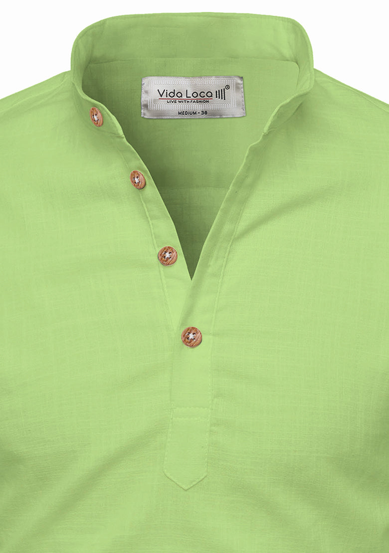 BLUE ROBED men's Casual Slim Fit Full Sleeve Kurta in Parrot view 90