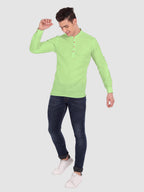 BLUE ROBED men's Casual Slim Fit Full Sleeve Cotton Kurta in Parrot view 77