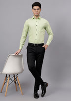 Men's Cotton Blend Slim Fit Formal Shirt in Beige by BLUE ROBED, style view
