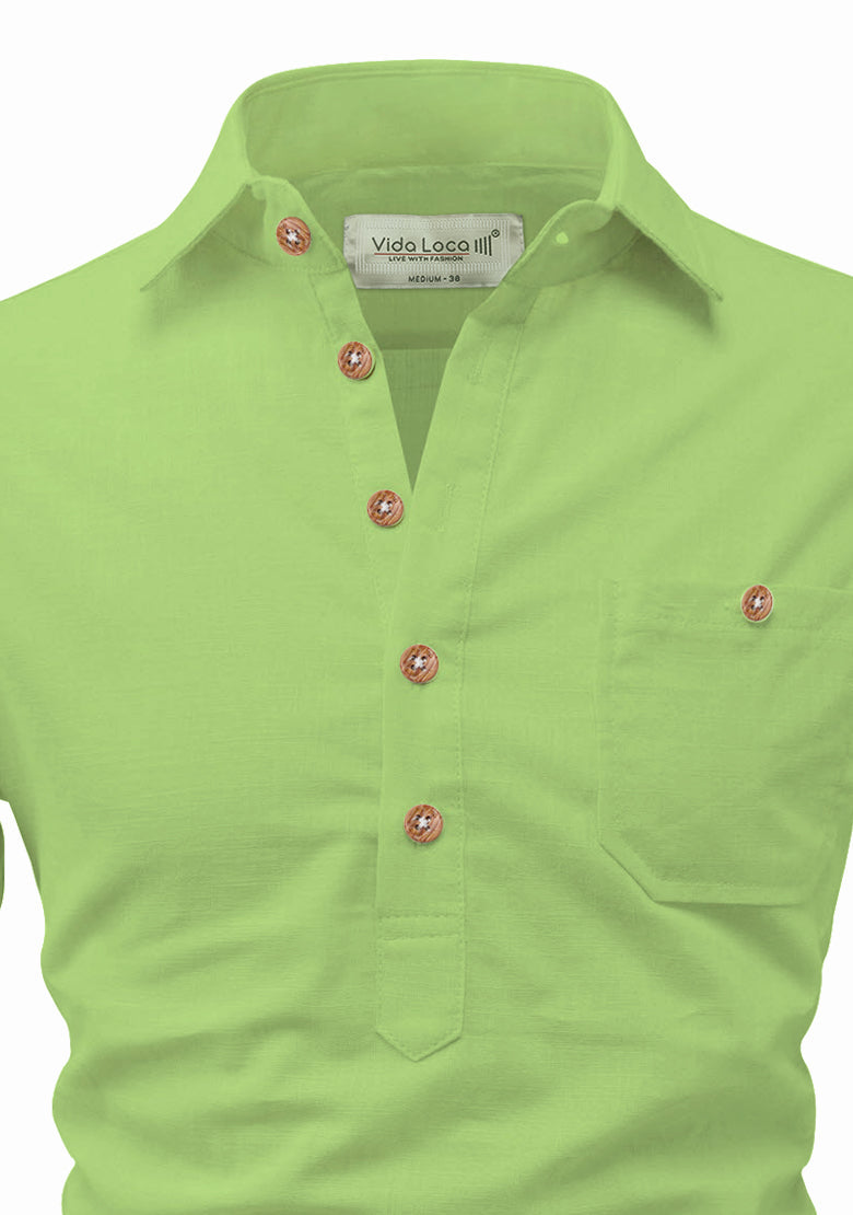 BLUE ROBED men's Full Sleeve Casual Cotton Kurta in Parrot view 102